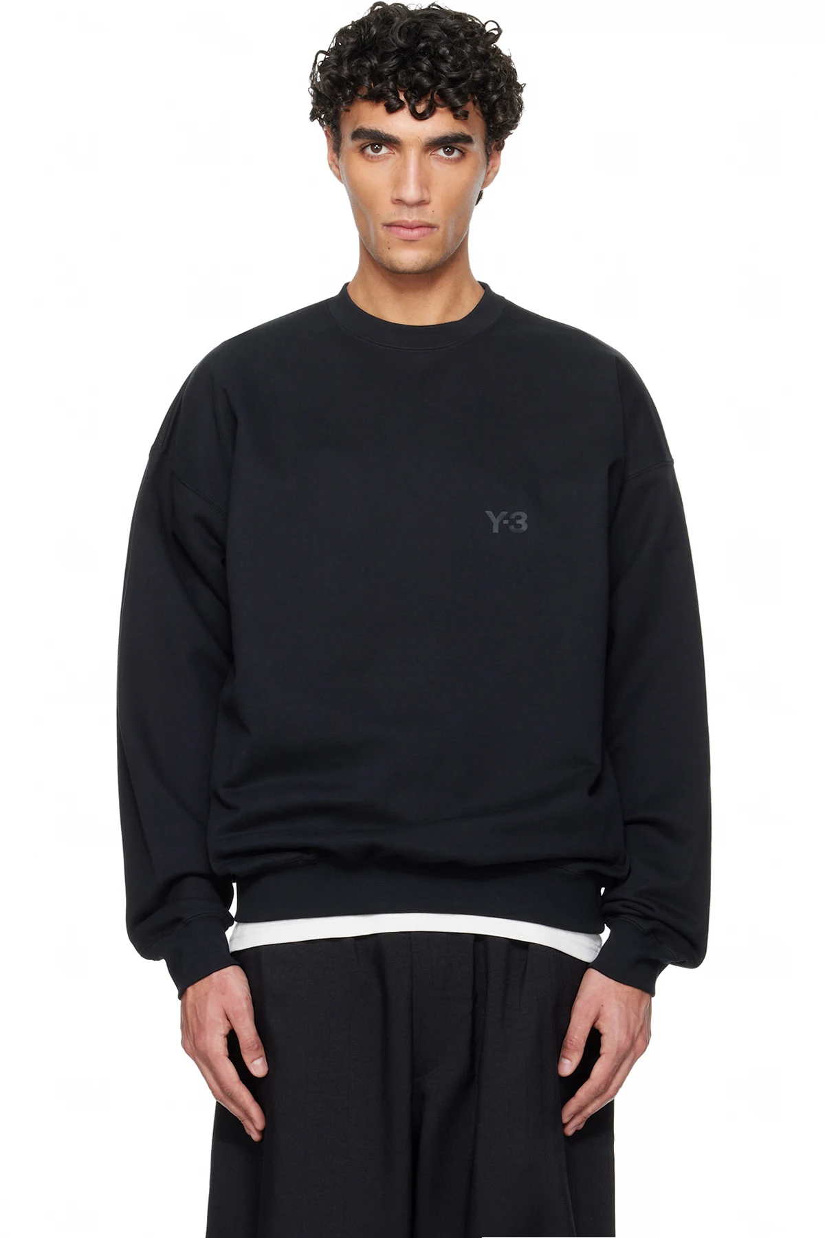 Black Brushed Terry Crew Sweatshirt