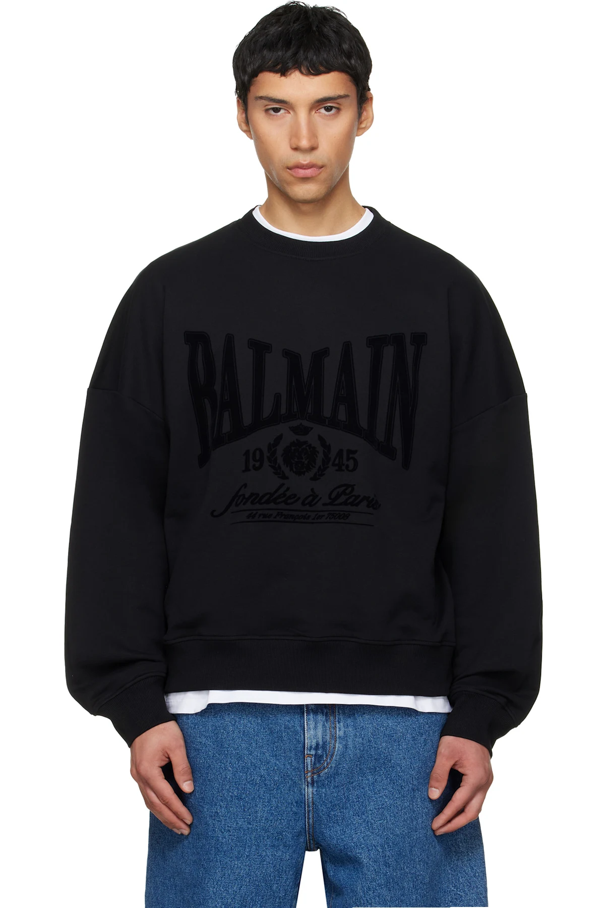 Black Printed Cotton Sweatshirt