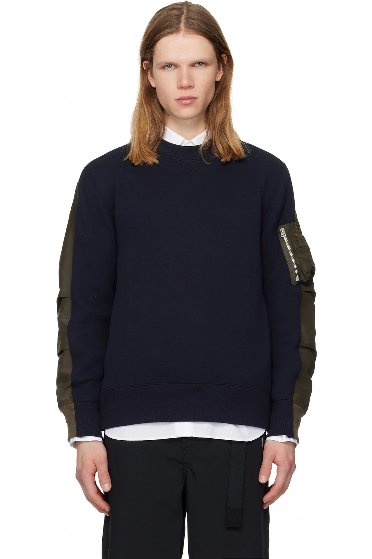 Navy & Khaki Sponge Pullover Sweatshirt
