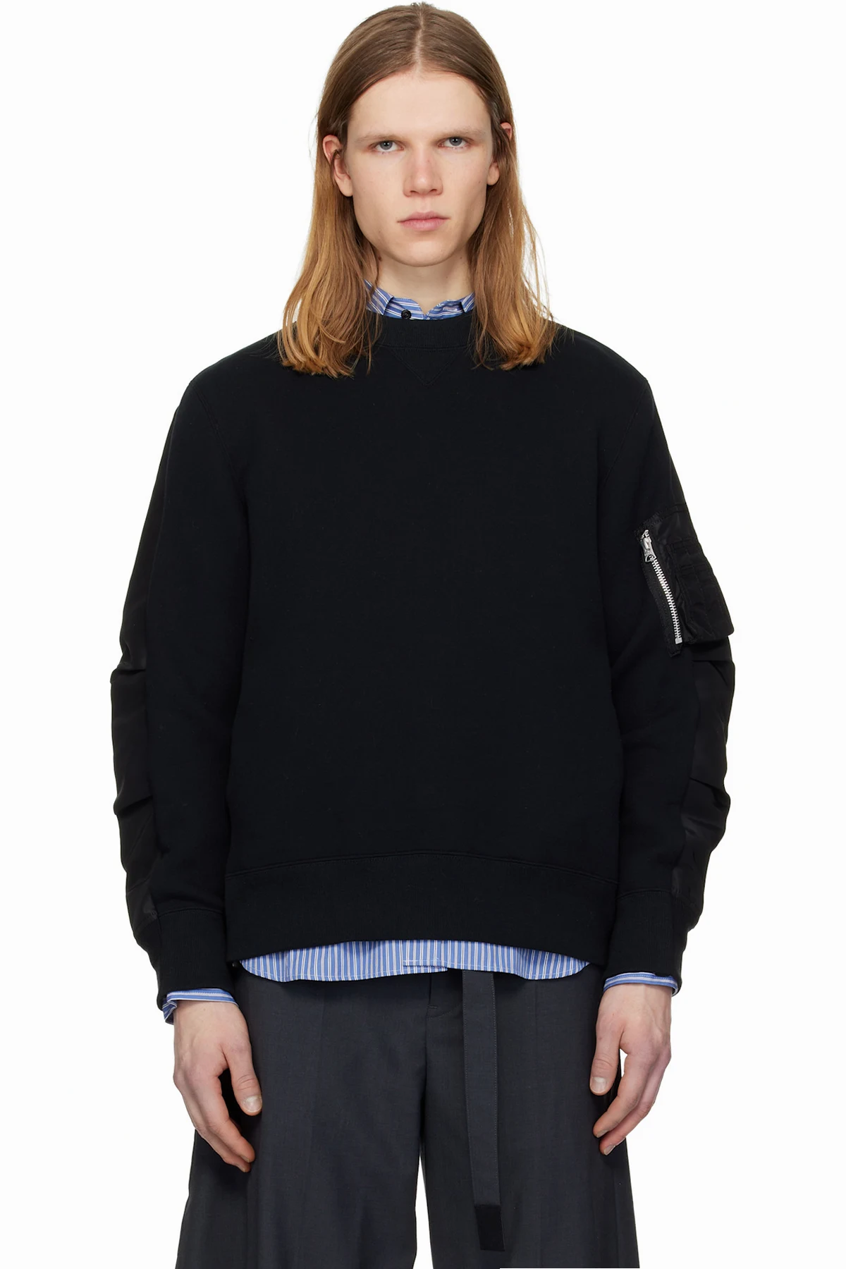 Black Sponge Sweat Pullover Sweatshirt