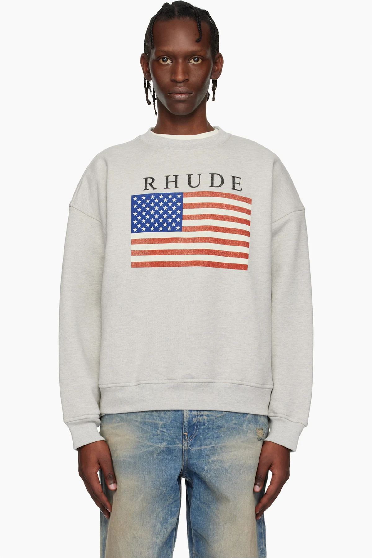 Gray USA Flag Sweatshirt