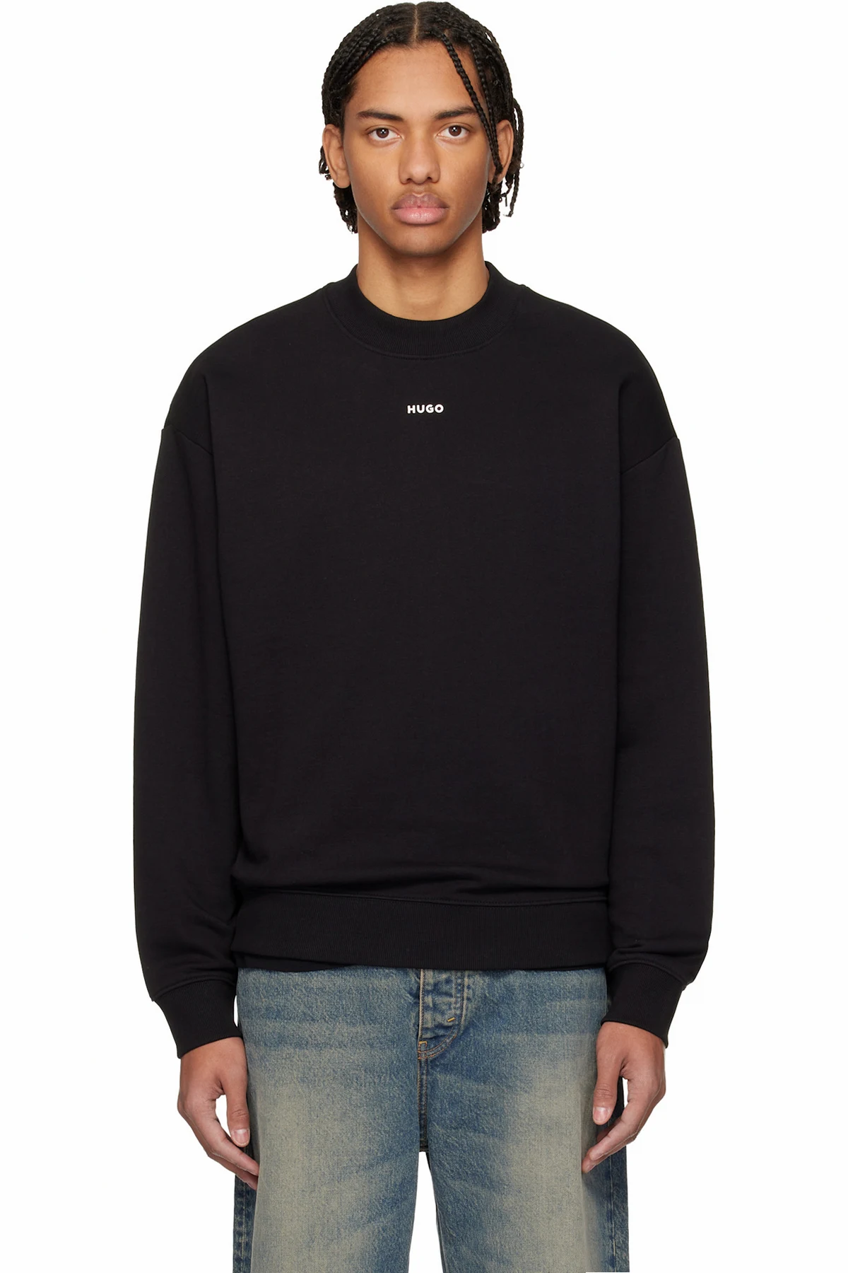 Black Logo Detail Relaxed-Fit Sweatshirt