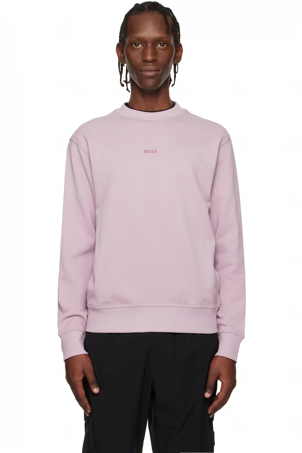 Purple Cotton Terry Contrast Logo Relaxed-Fit Sweatshirt