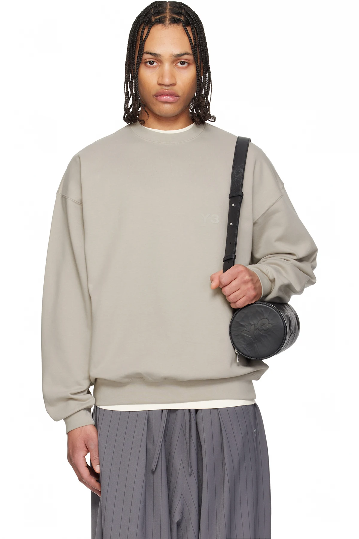 Taupe Brushed Terry Crew Sweatshirt