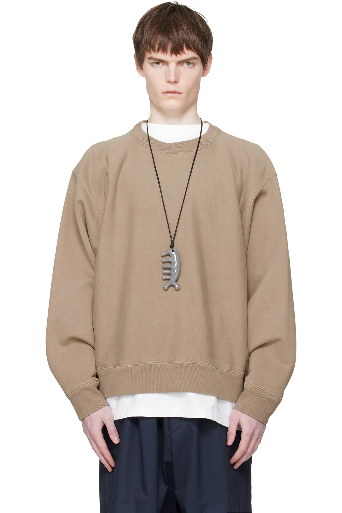 Brown Embroidered-Logo Sweatshirt