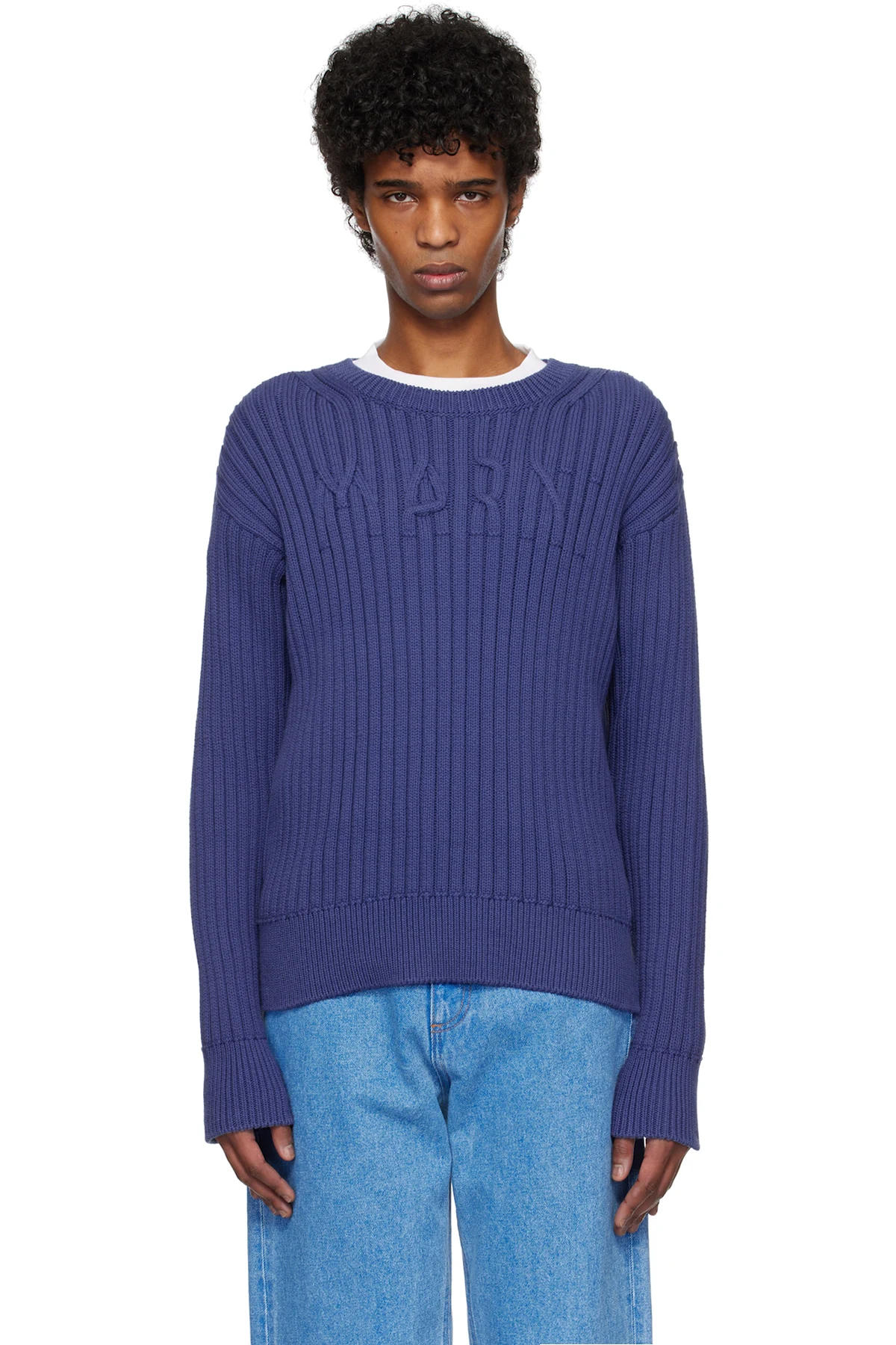 Blue Cable Logo Crewneck Sweater