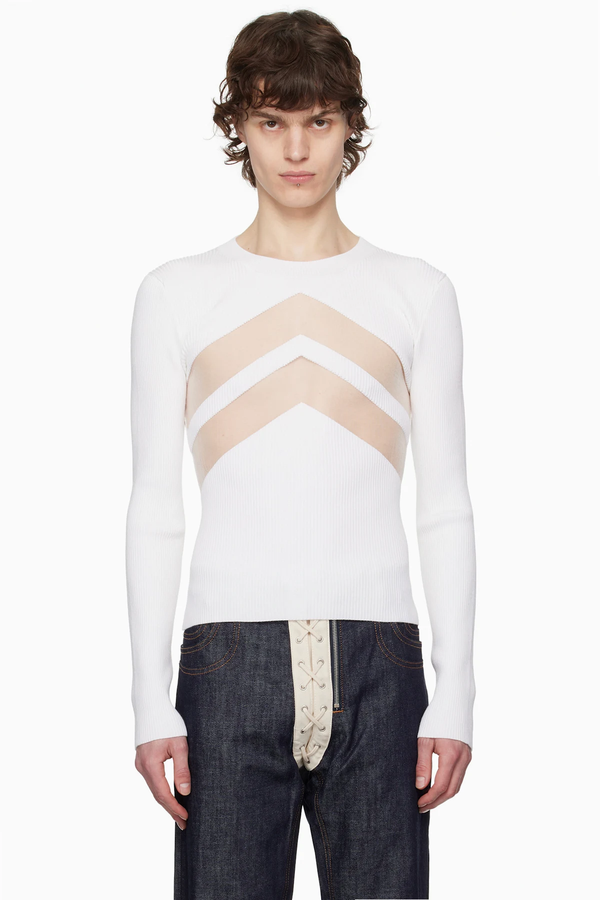 White 'The Chevrons' Sweater