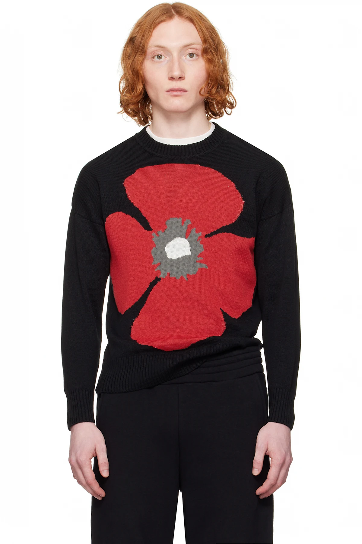 Black & Red Poppy Sweater