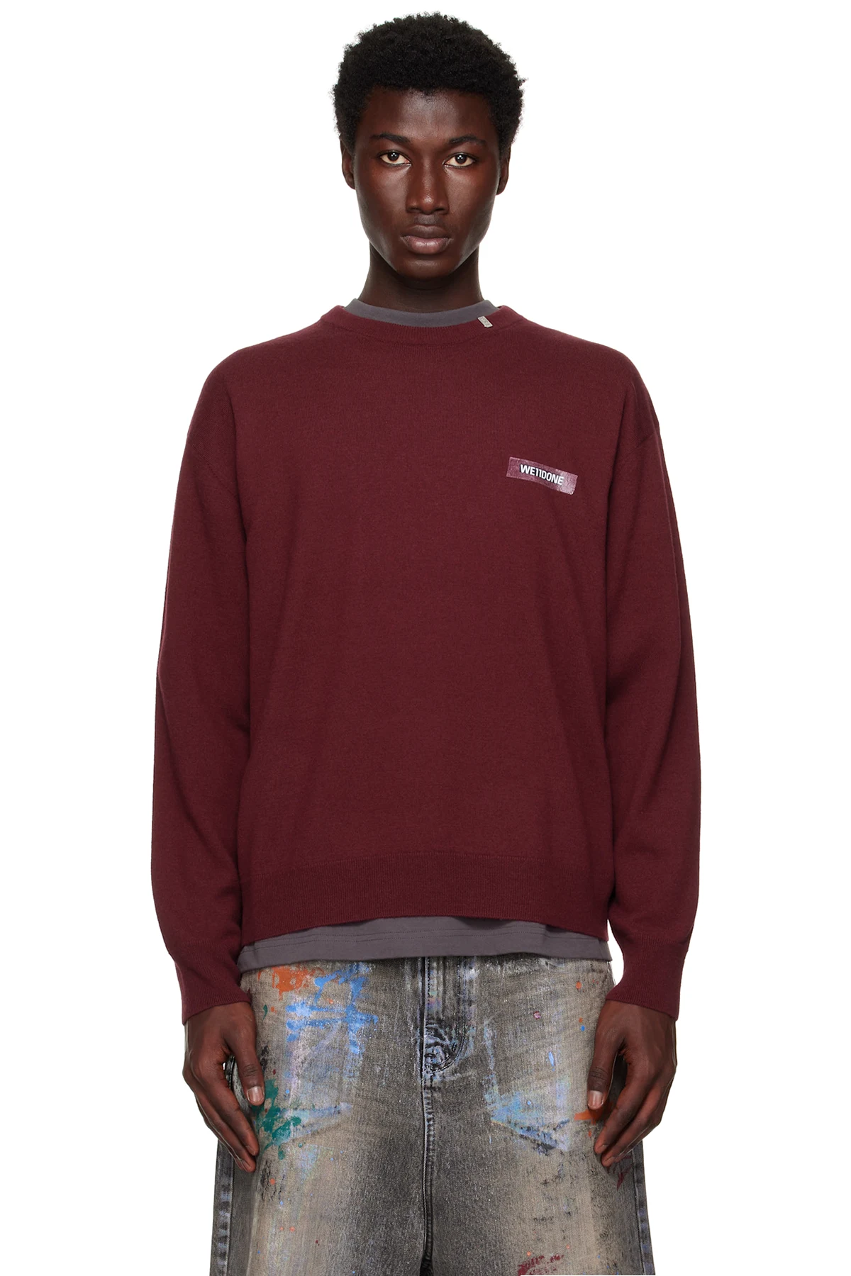 Burgundy Logo Knit Pullover Sweater
