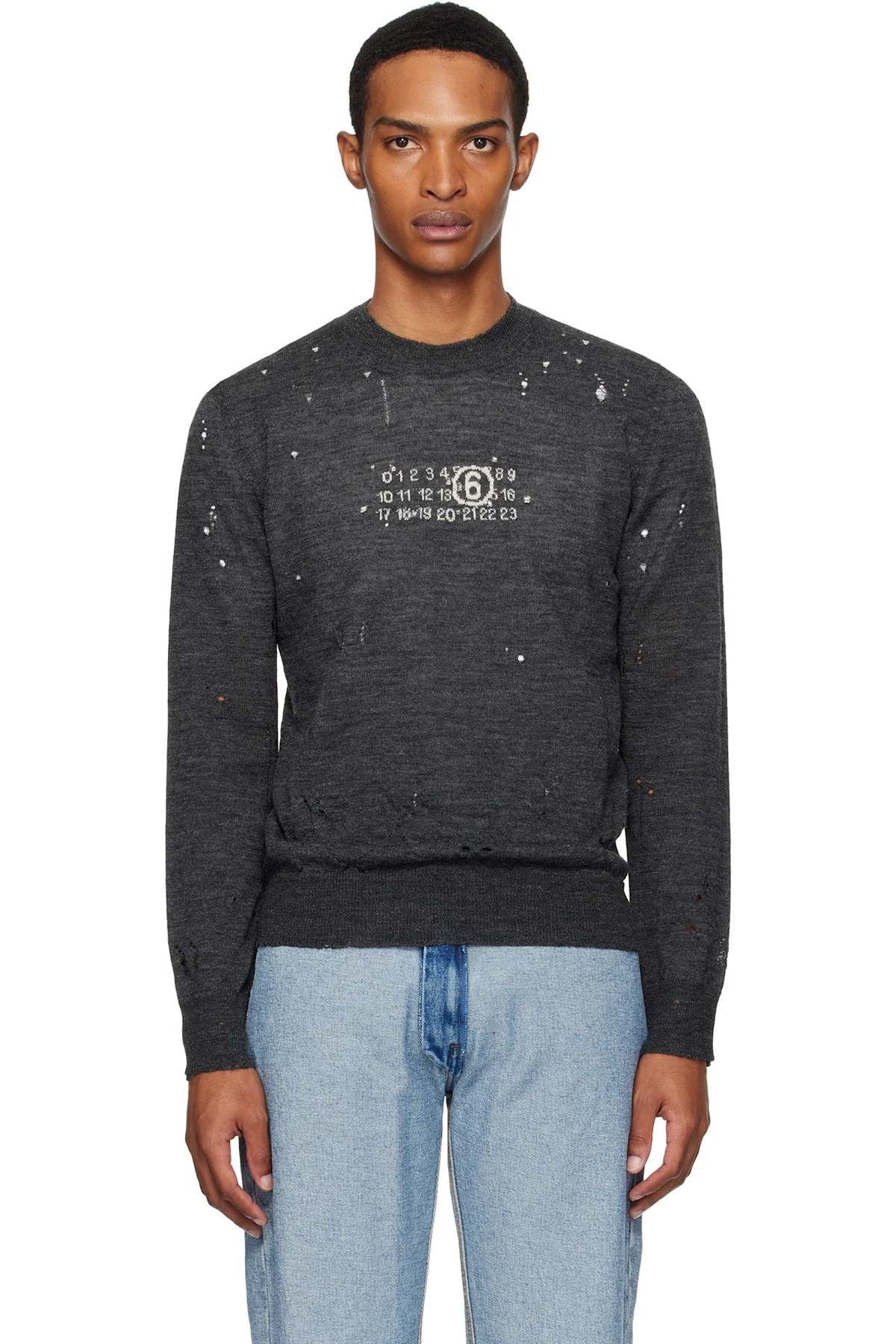 Gray Numeric Knit Sweater