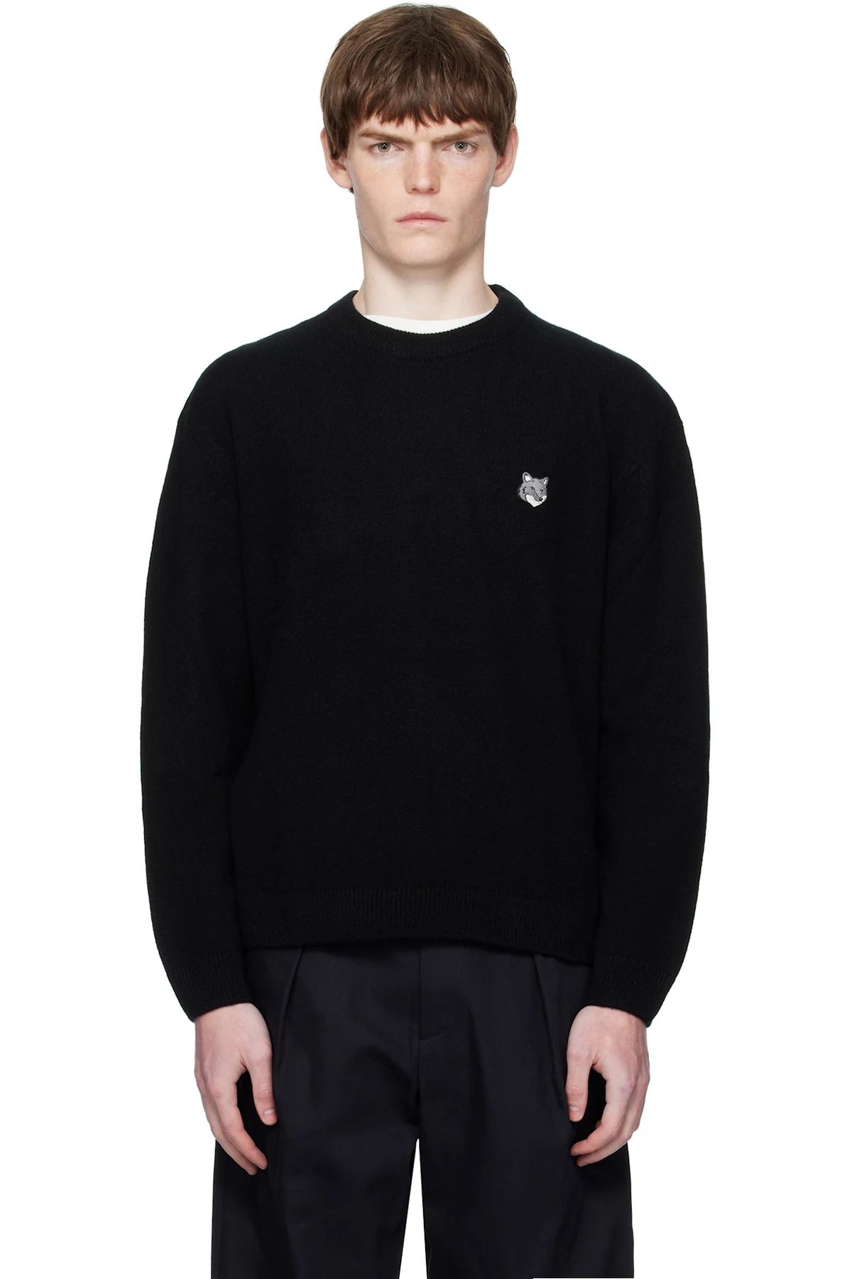 Black Fox Head Lambswool Comfort Sweater