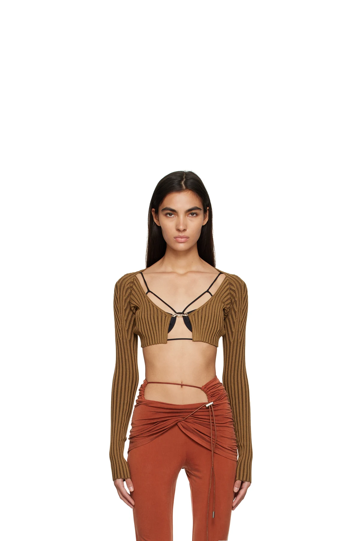 Brown Le Raphia 'La Maille Pralù' Cardigan
