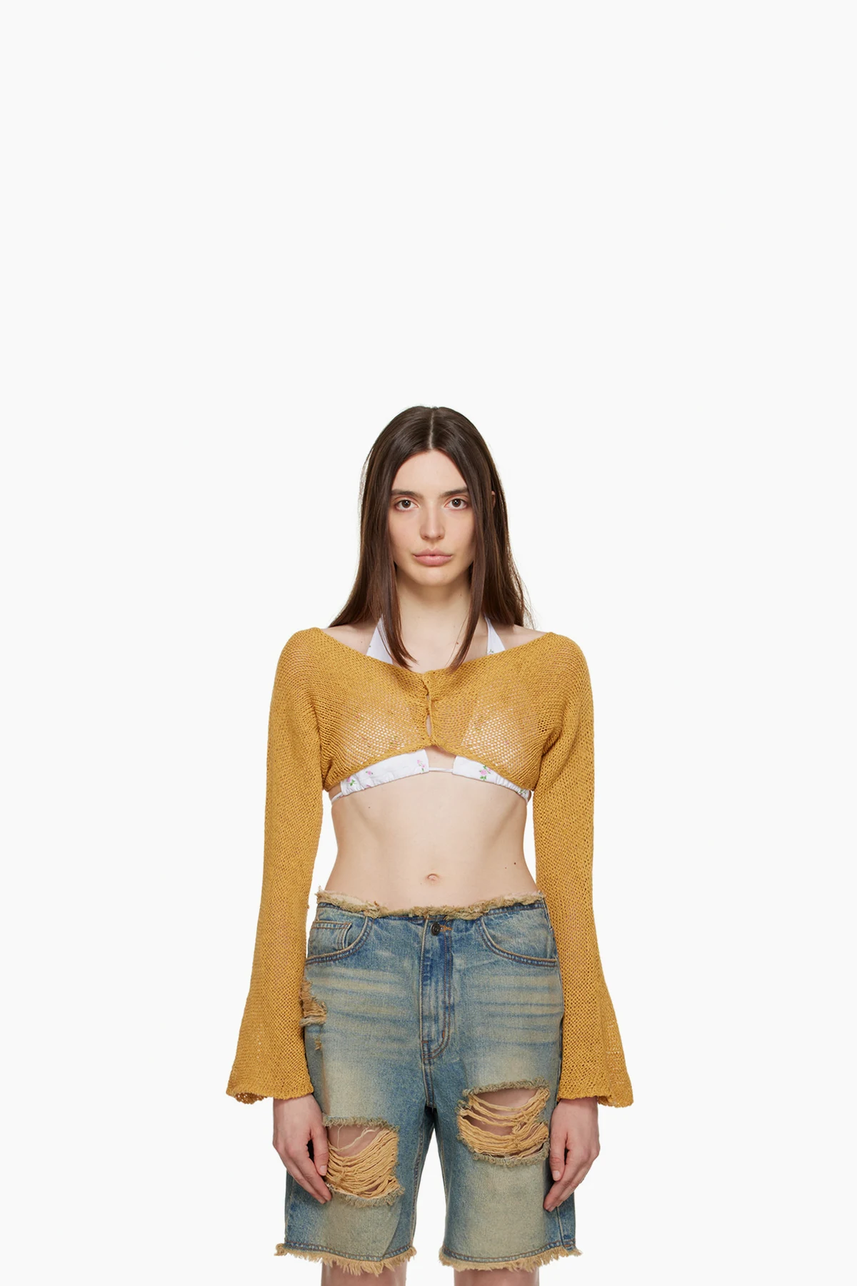 Yellow Cropped Cardigan