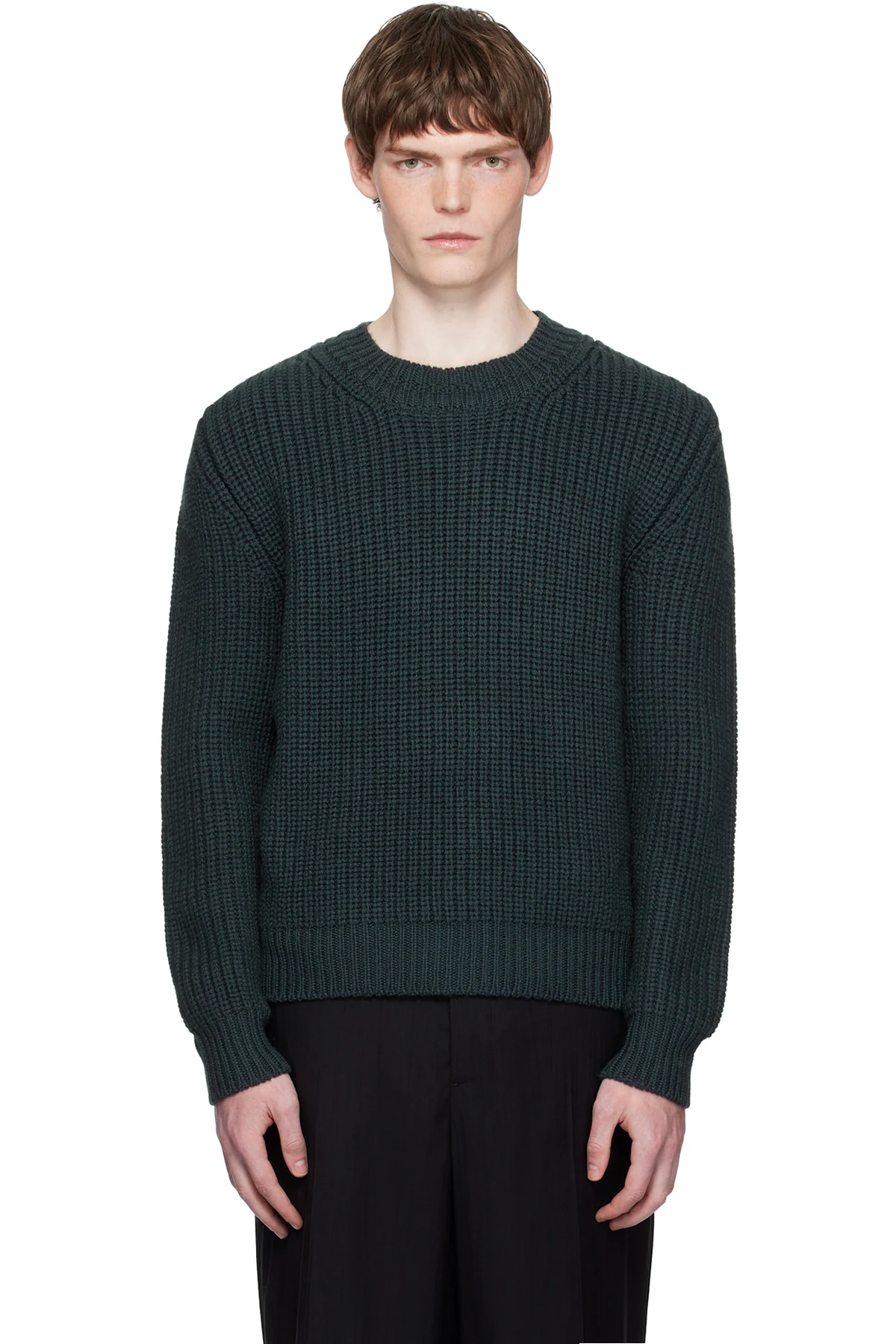 Blue Cashmere Wool Half Stitch Sweater
