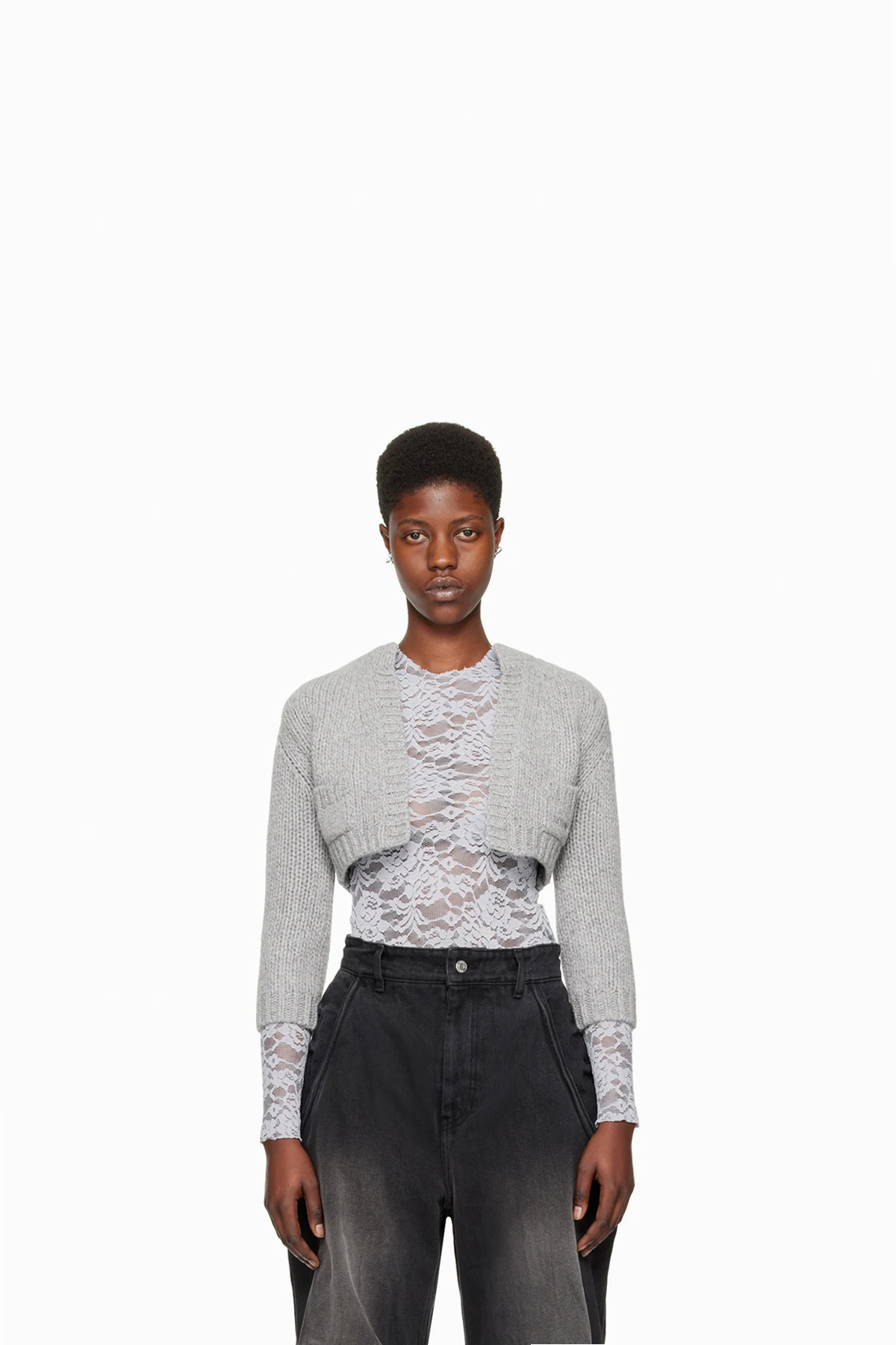 Gray Patch Pocket Cardigan