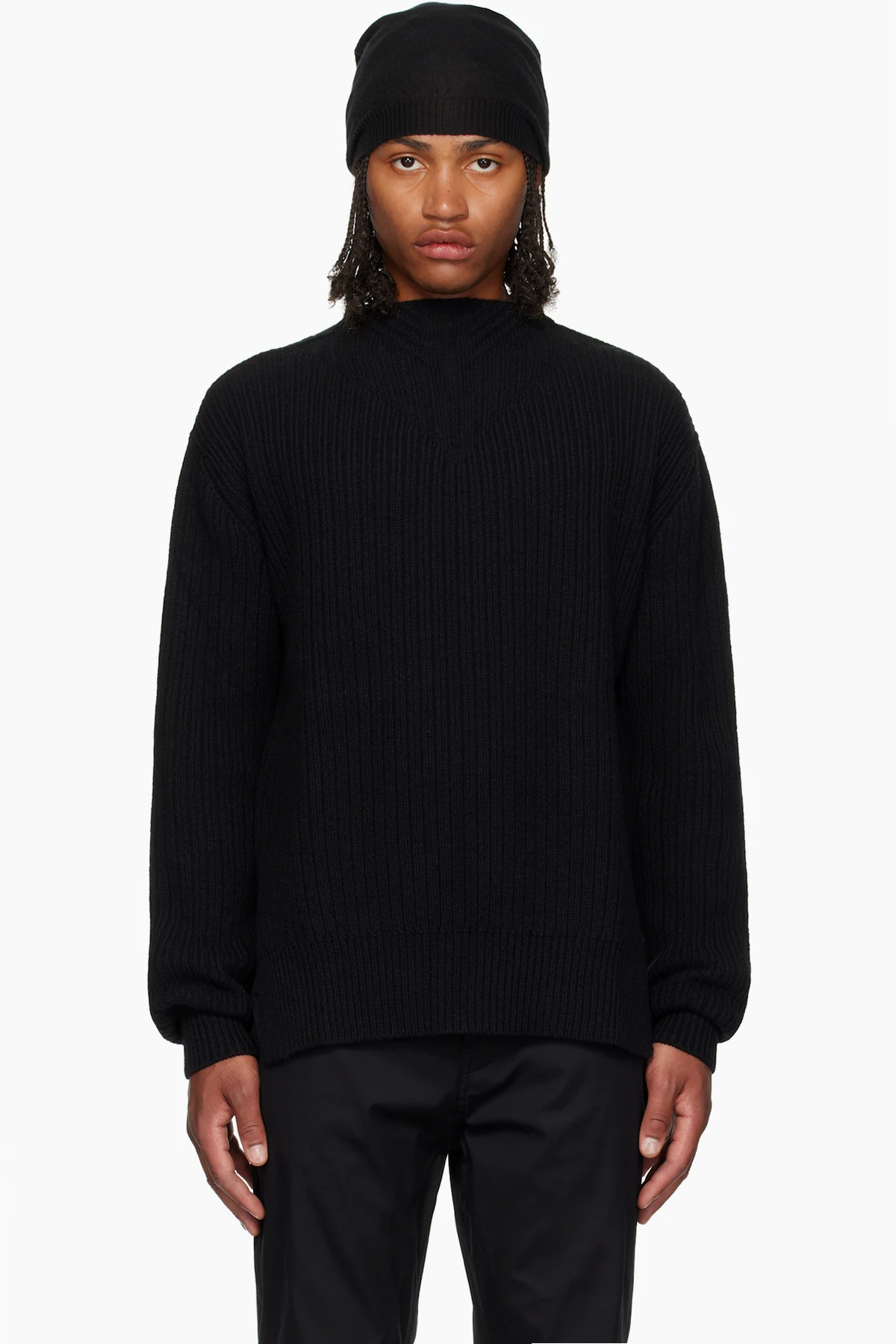 Black Concordians Fisherman Round Neck Sweater