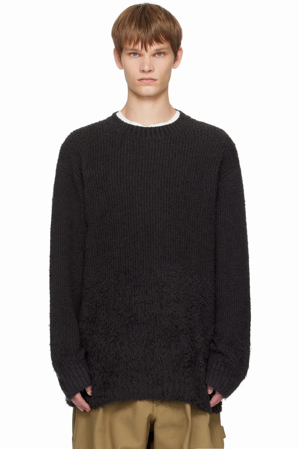 Gray Gradation Round Neck Sweater