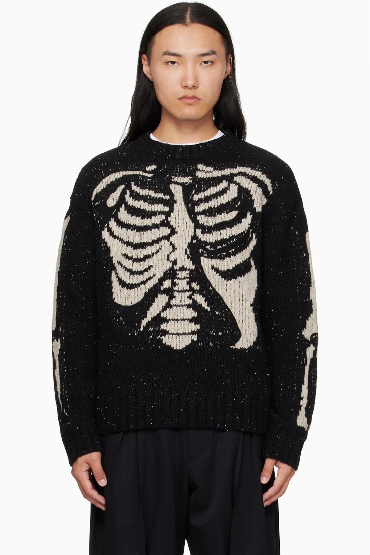 Black Needle Punched Knit Sweater