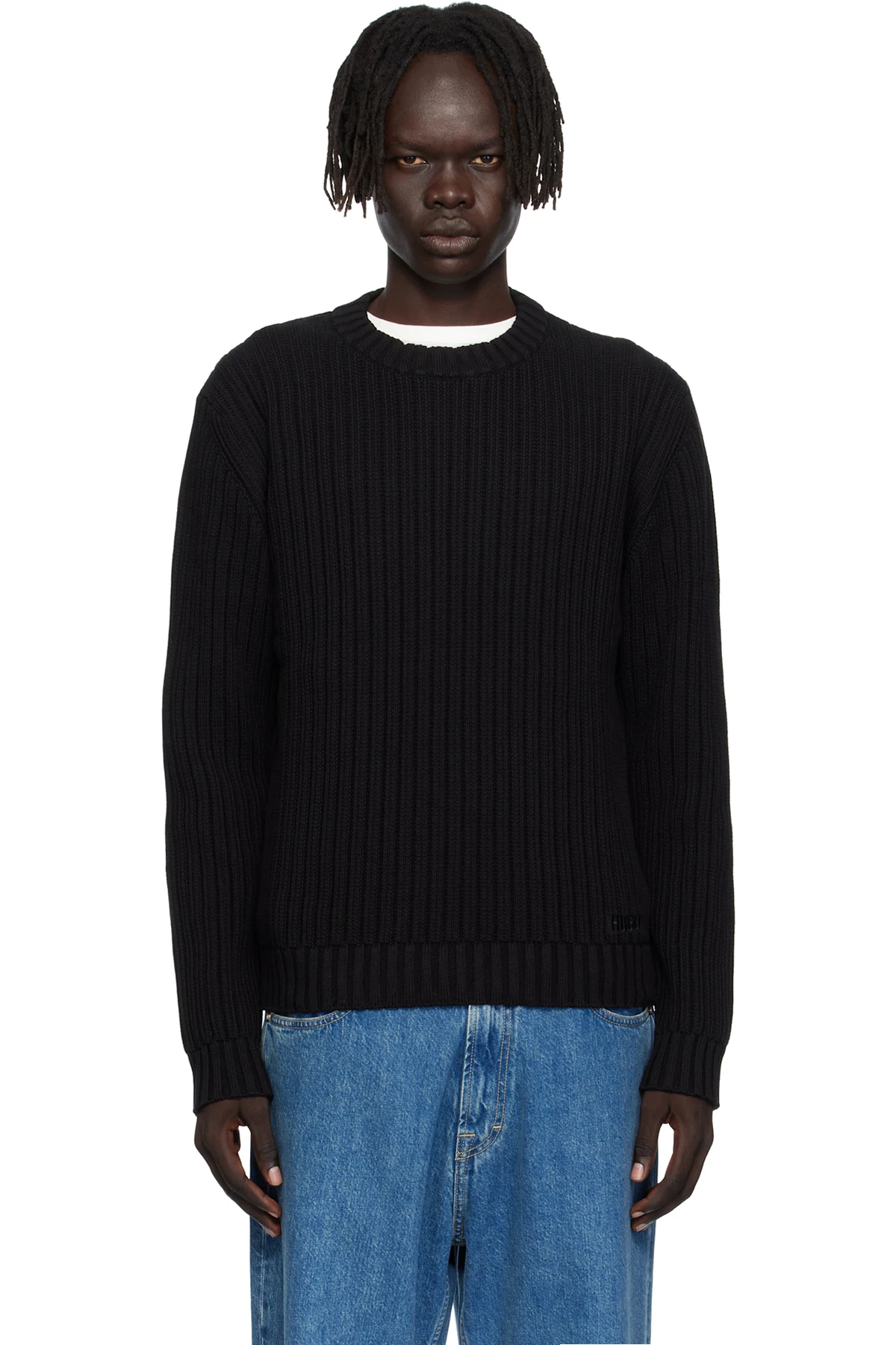 Black Embroidered-Logo Sweater