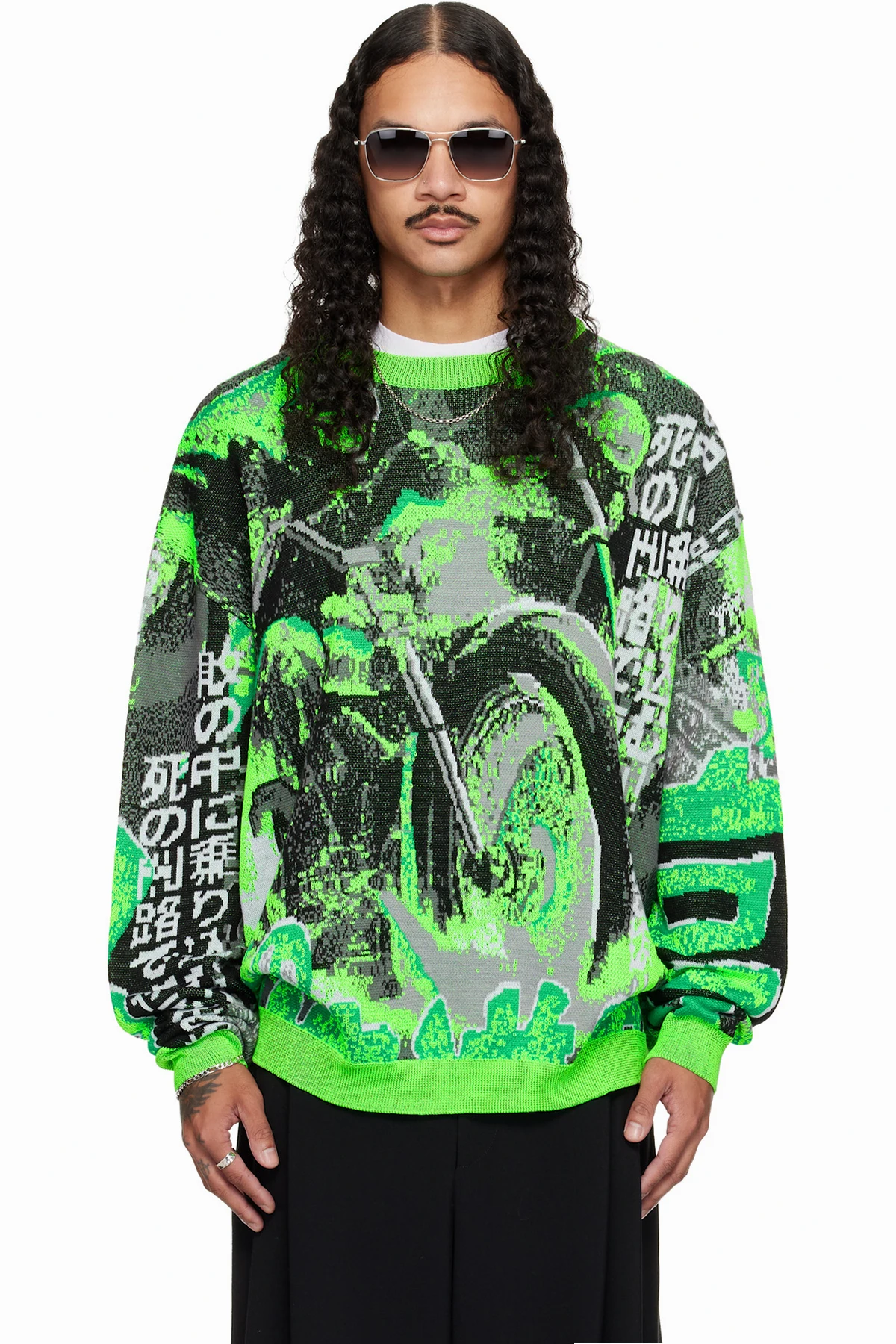 Green Misfit Jacquard Sweater