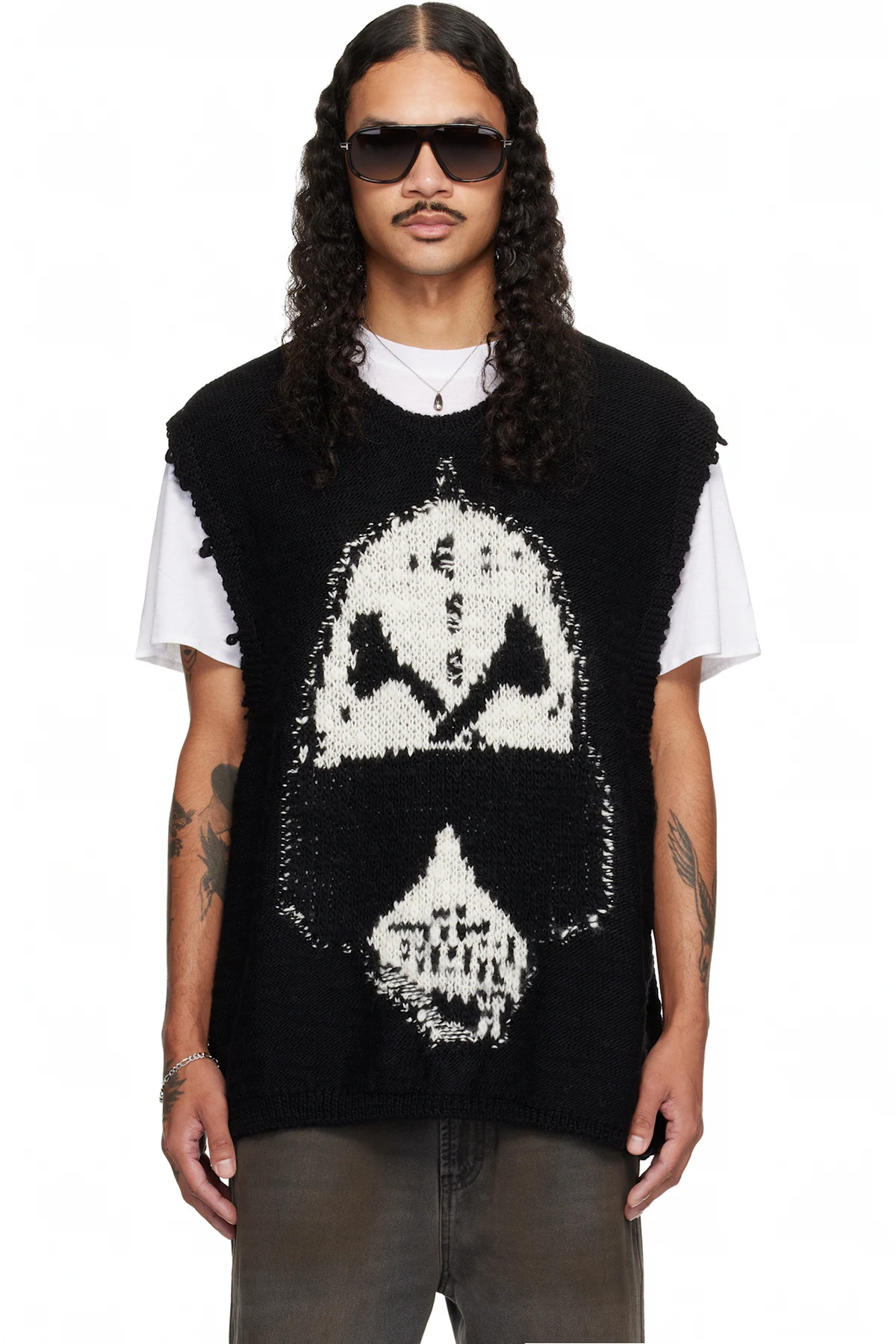 Black Oversized Sweater Vest