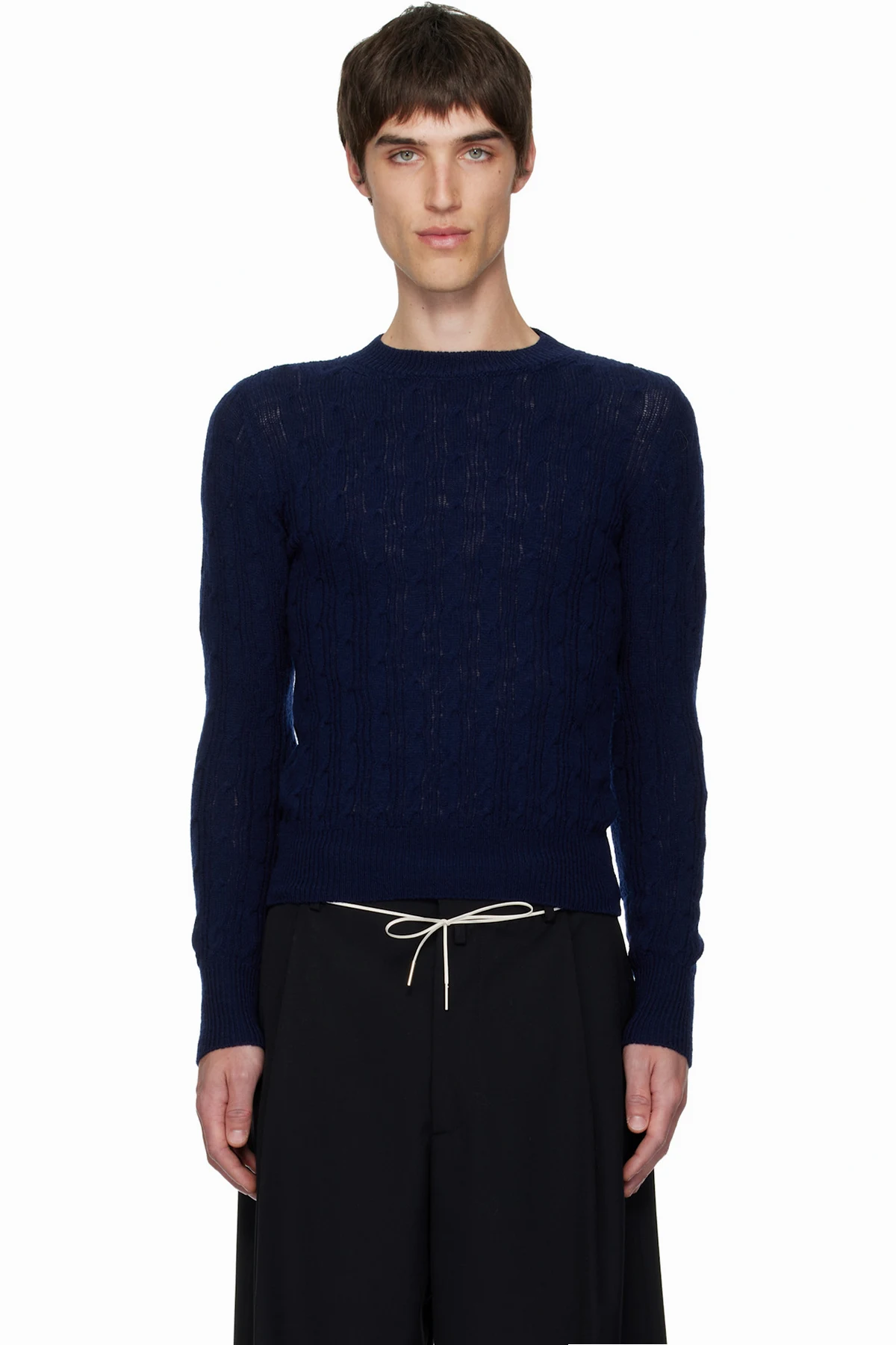 Navy Cable-Knit Sweater