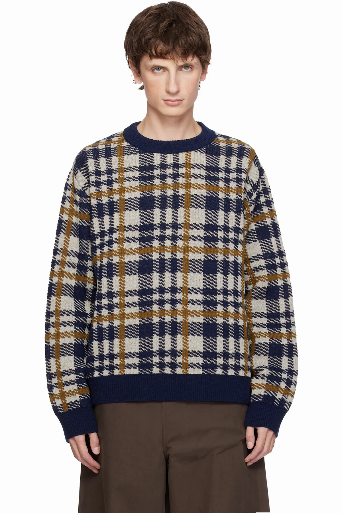 Navy Check Sweater