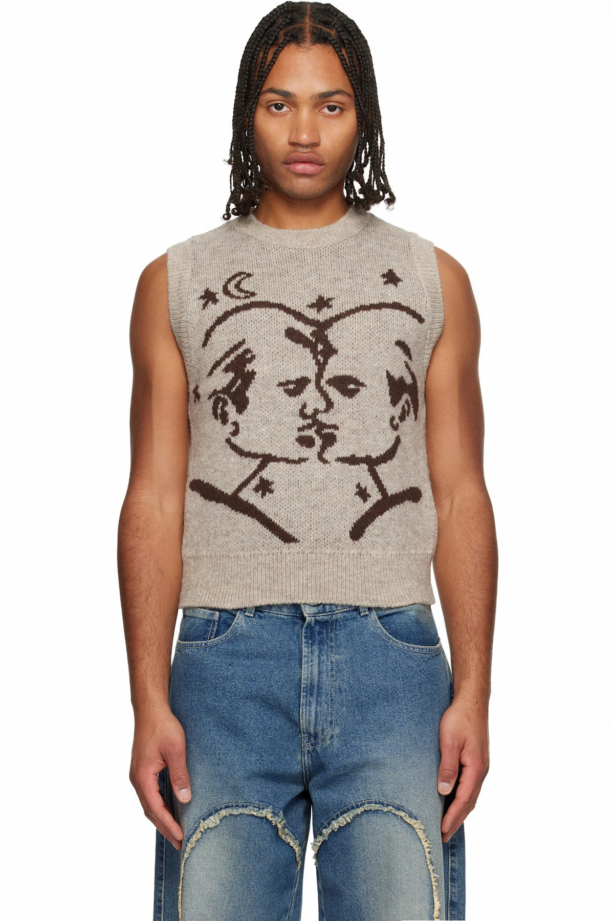Beige Midnight Masc Sweater Vest