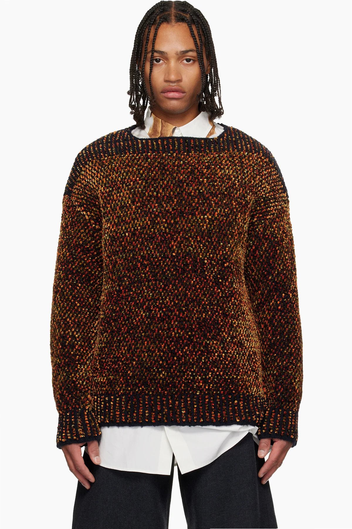 Black & Orange Jacquard Sweater