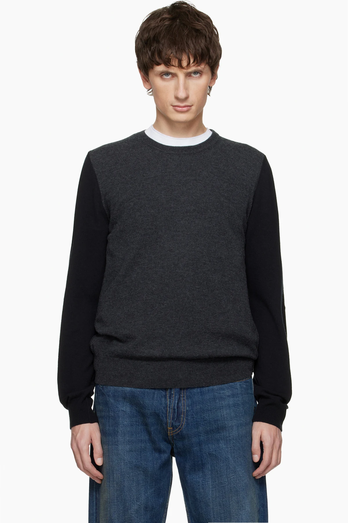 Gray & Black Two-Tone Wool Sweater
