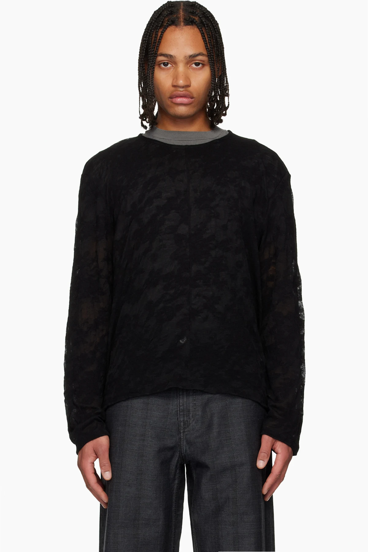 Black Double Lock U Neck Sweater