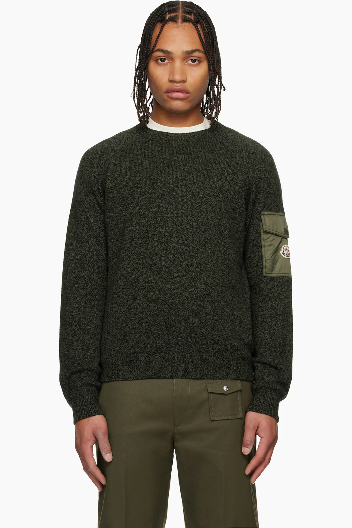 Khaki Mouliné Wool & Cashmere Sweater