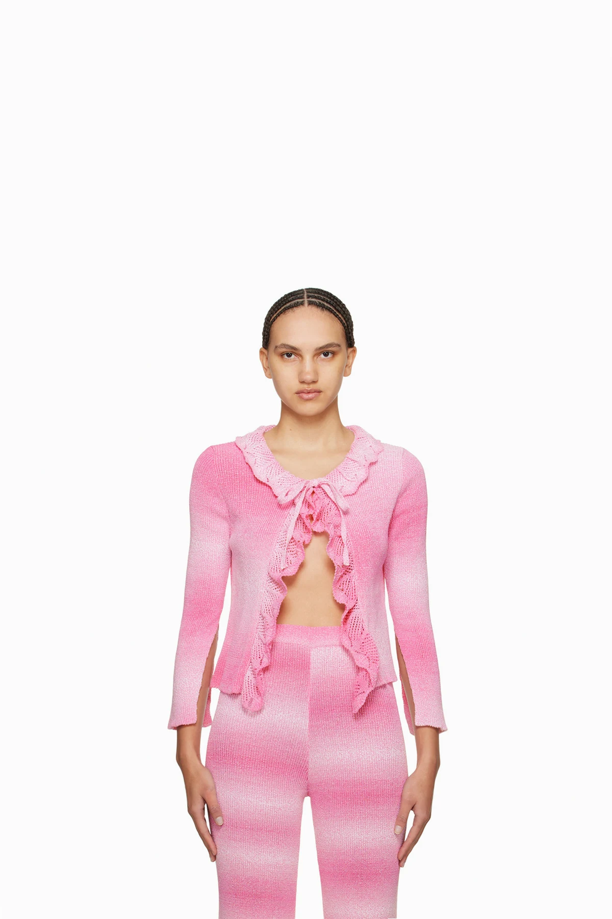 Pink Self-Tie Cardigan