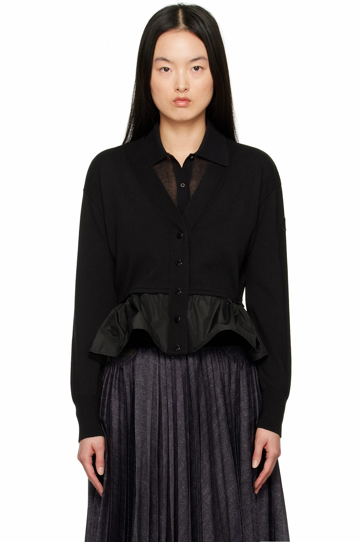 Black Cotton Cashmere & Silk Cardigan
