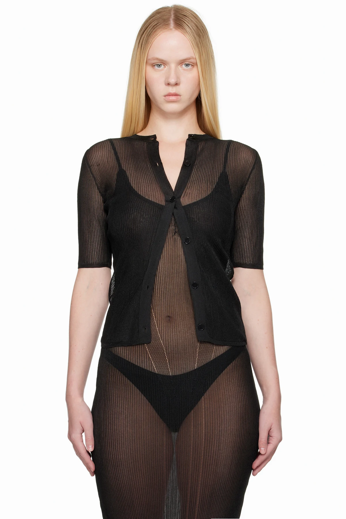 Black Knit Technical Cardigan