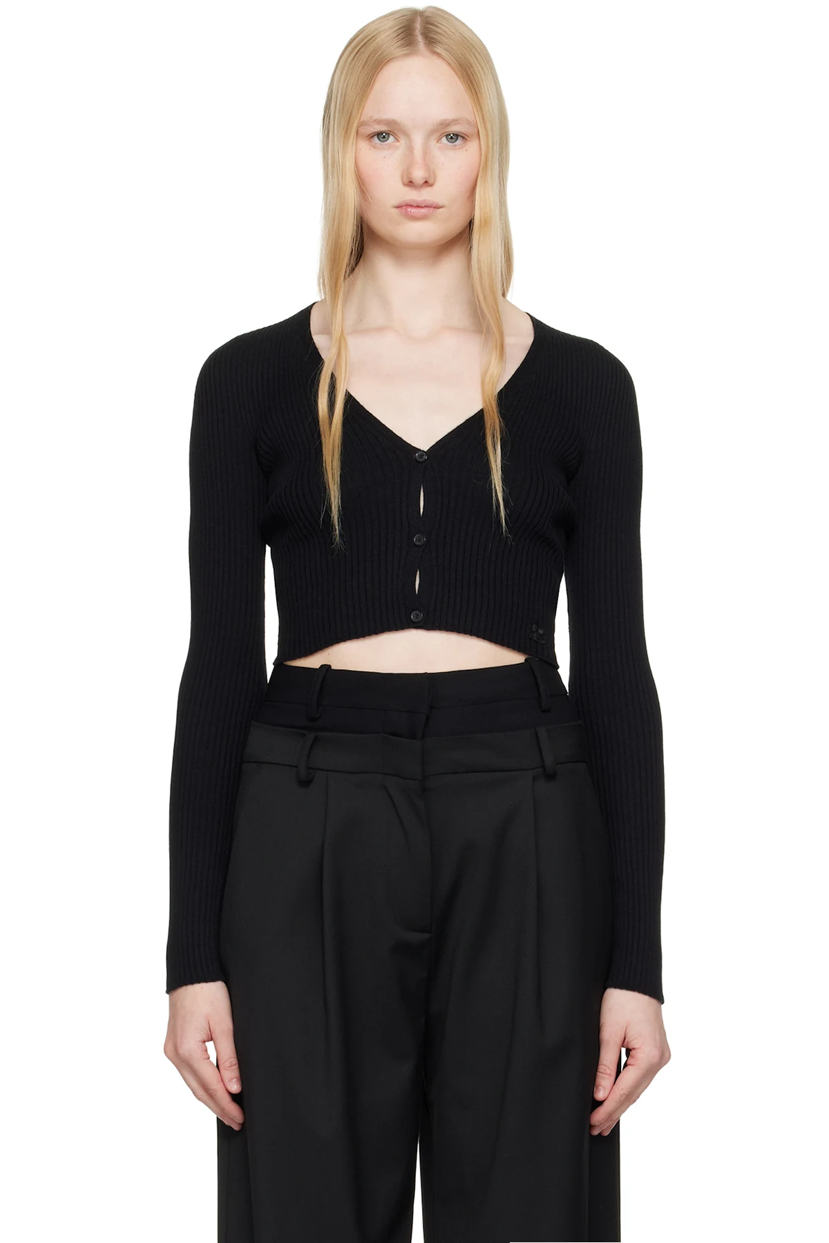 Black Solar Light Rib Cardigan