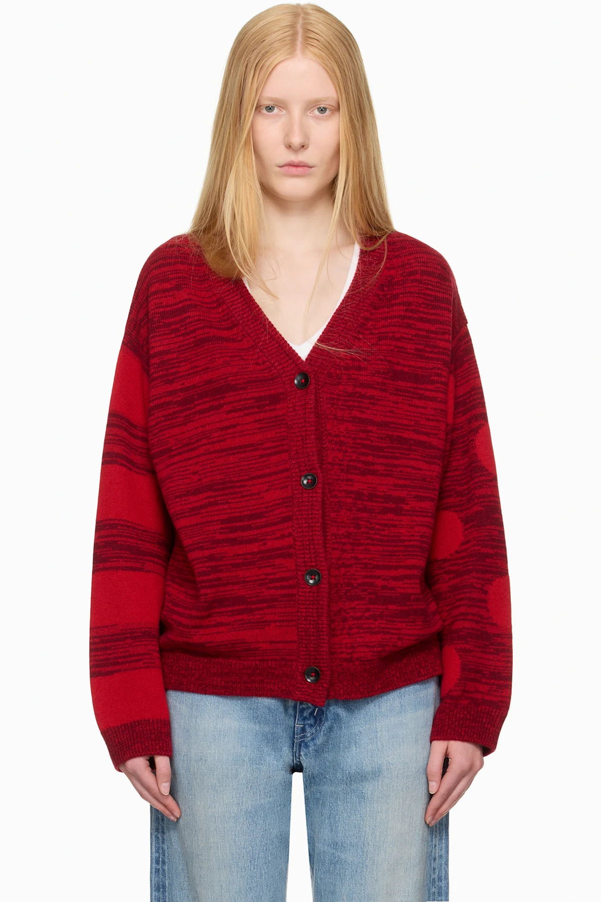 Red Stripe Polka Dot Swan Cardigan