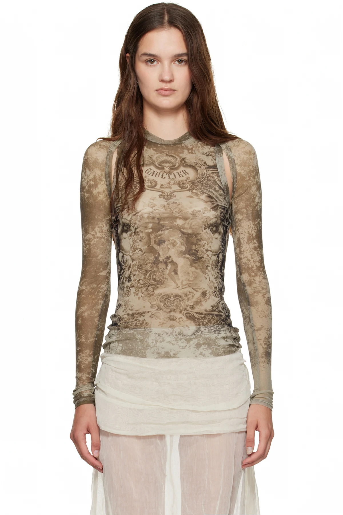 Beige 'The Médaillon' Sleeves Top