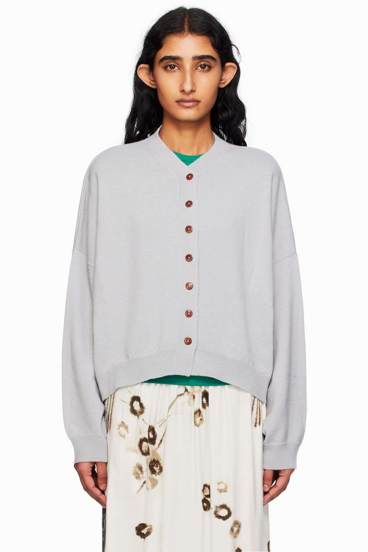 Gray Merino Wool Cardigan