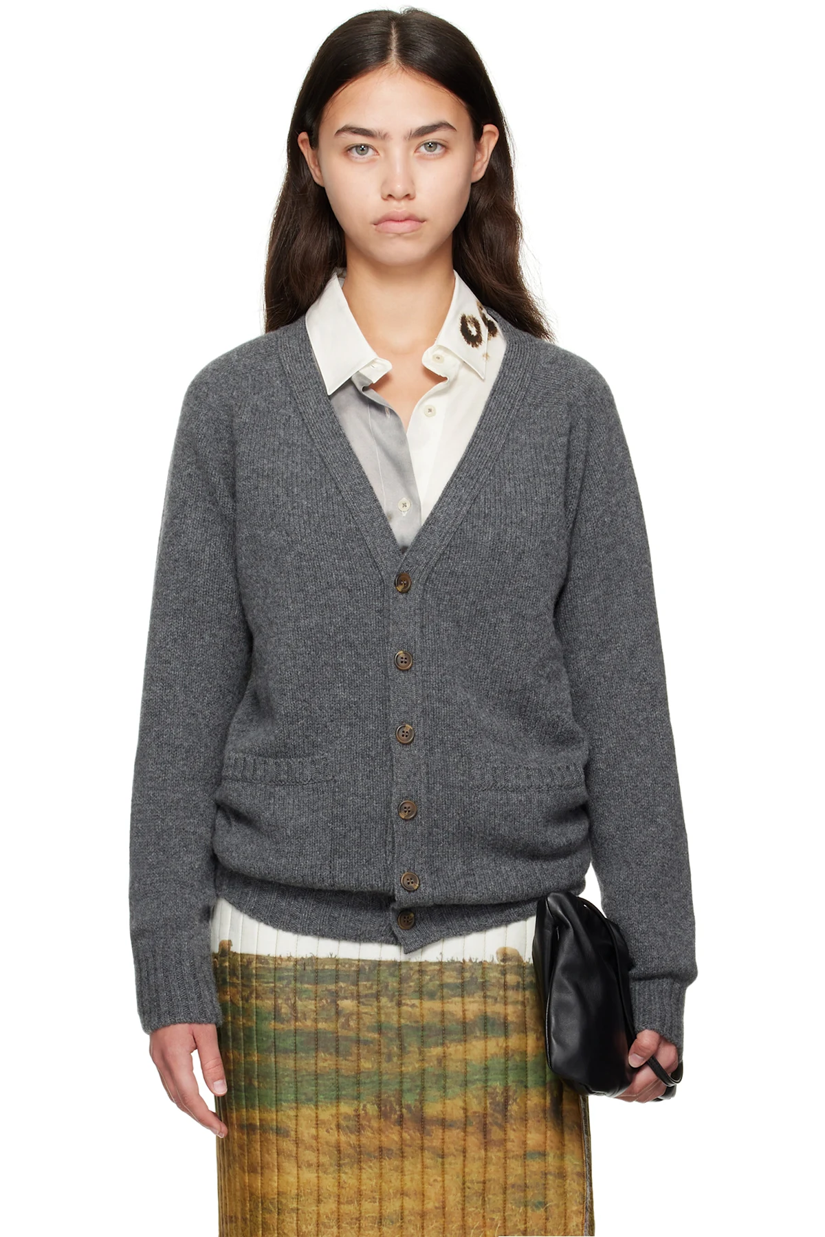 Gray Pearlpad Cardigan