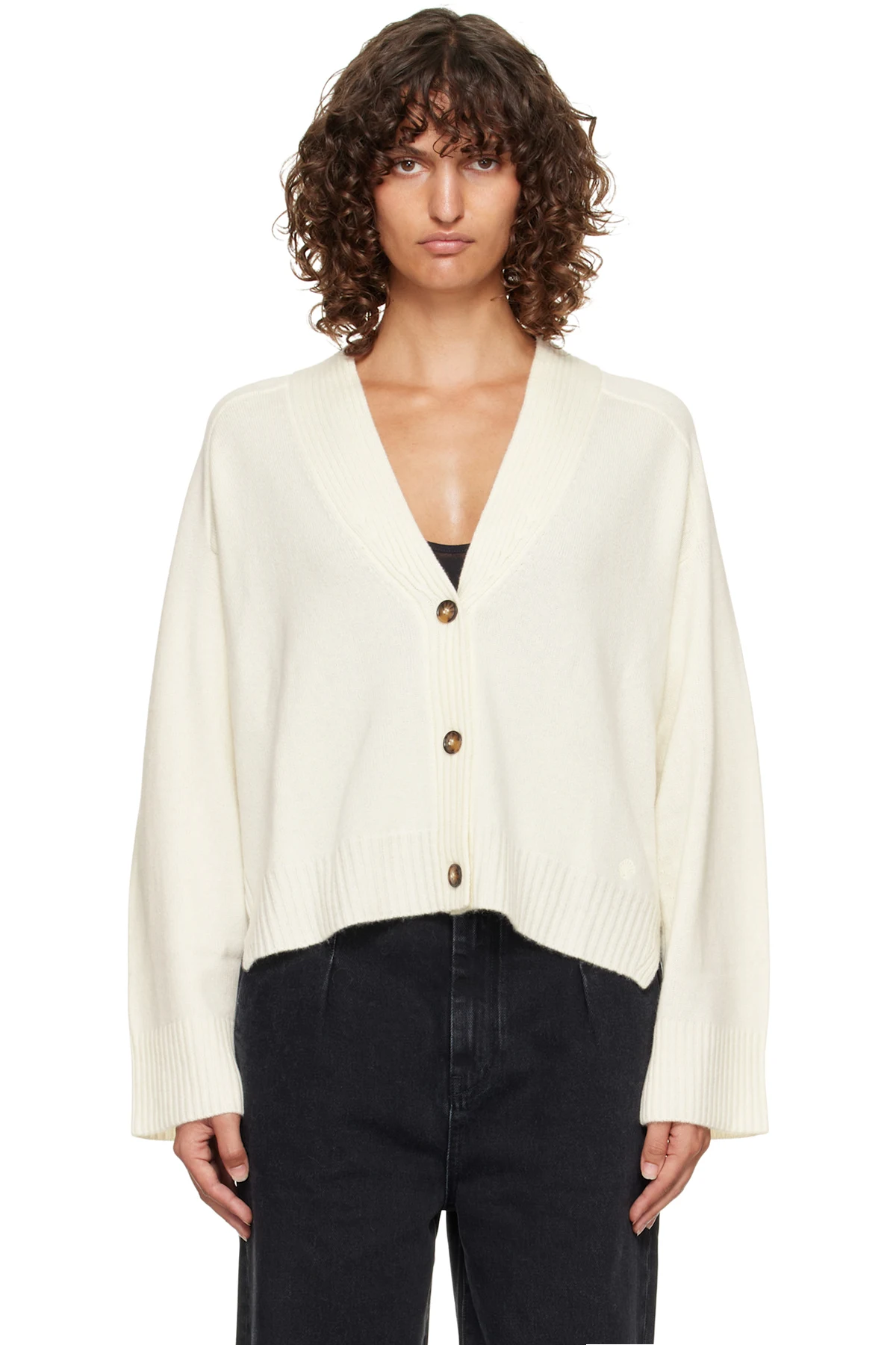 Off-White Kaia LDS Ribbed Neckline Cardigan