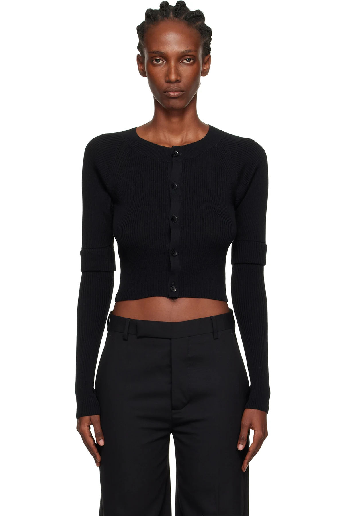 Black Double Sleeve Short Cardigan