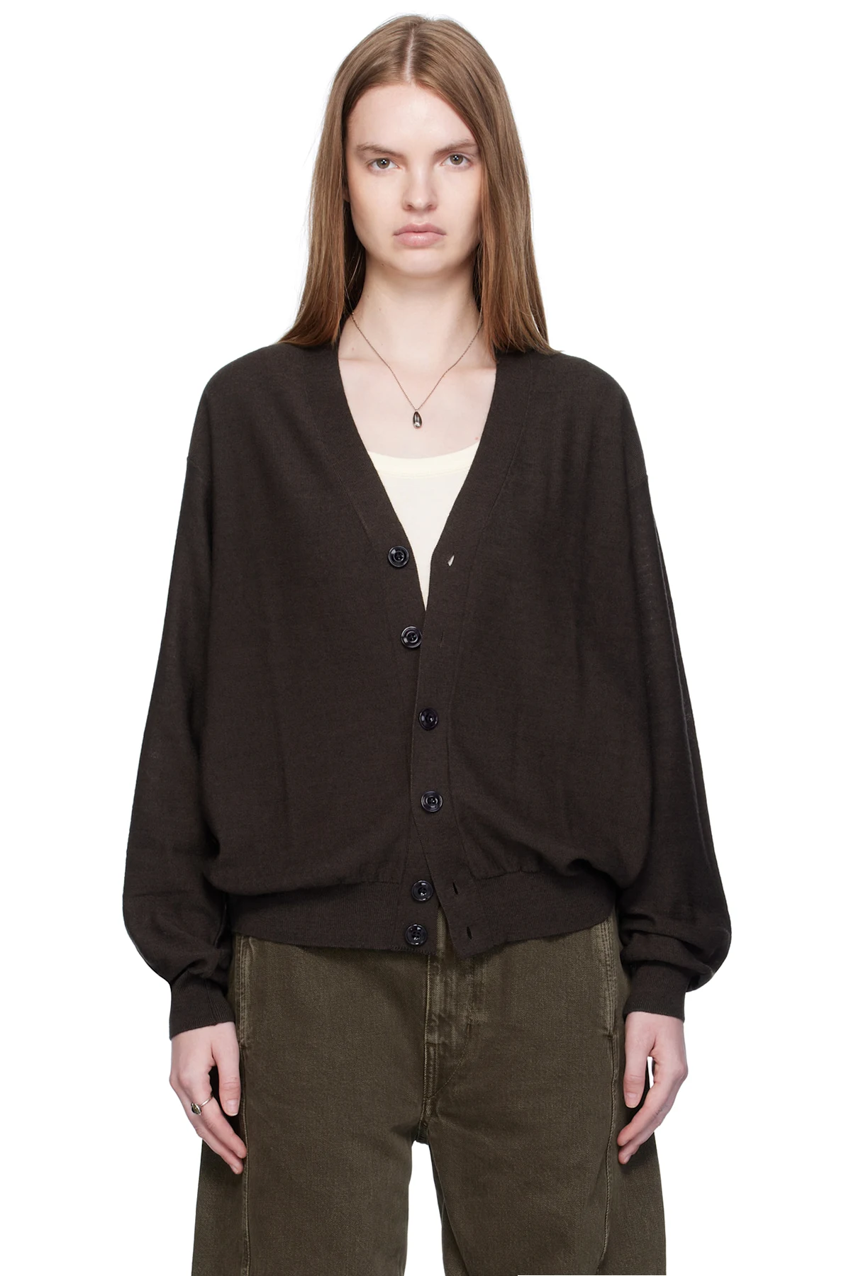 Brown Relaxed Twisted Cardigan