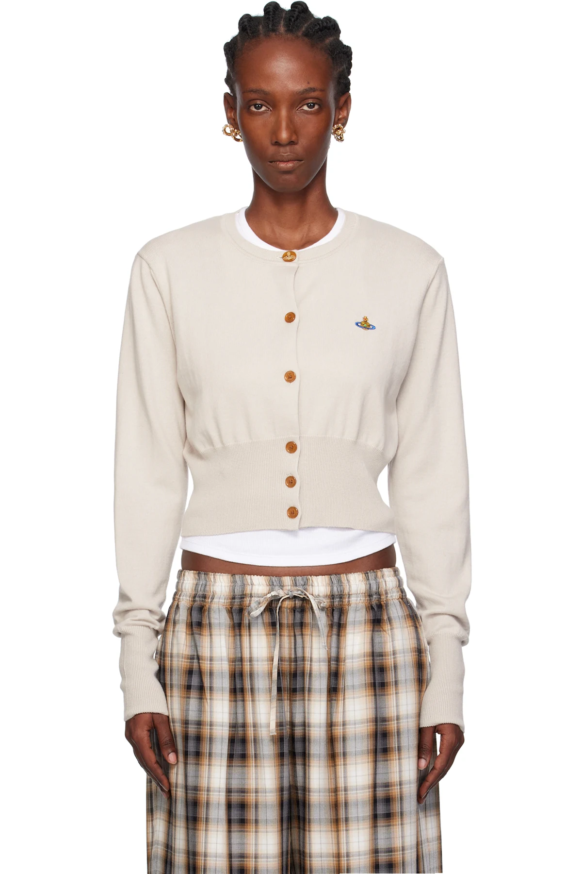 Taupe Bea Cropped Cardigan