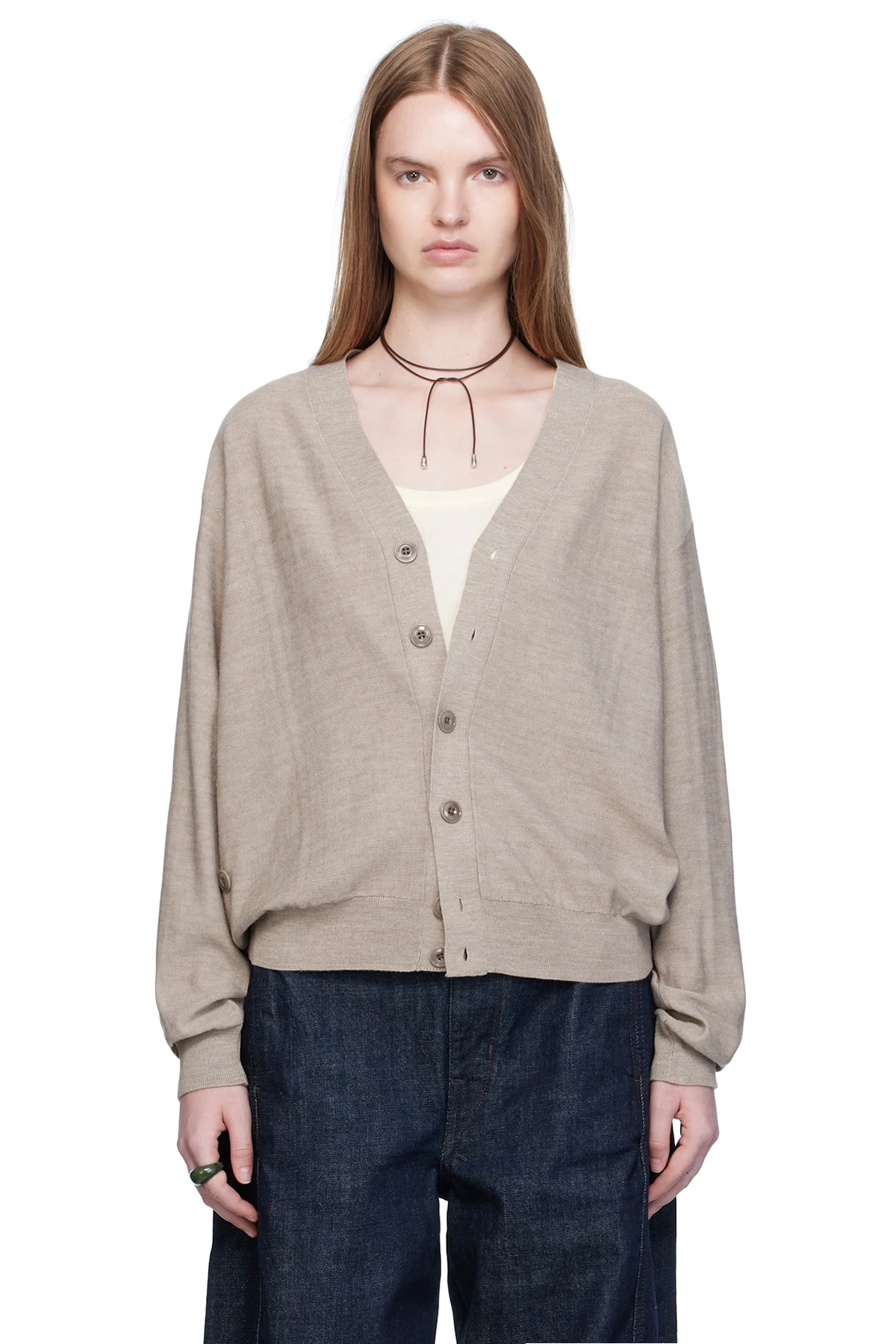 Taupe Relaxed Twisted Cardigan