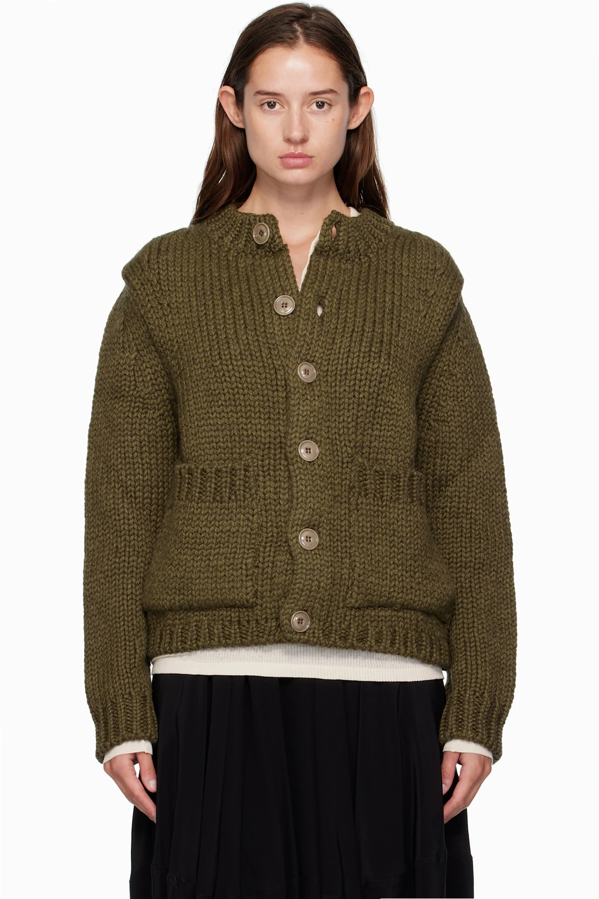 Khaki Over Cardigan