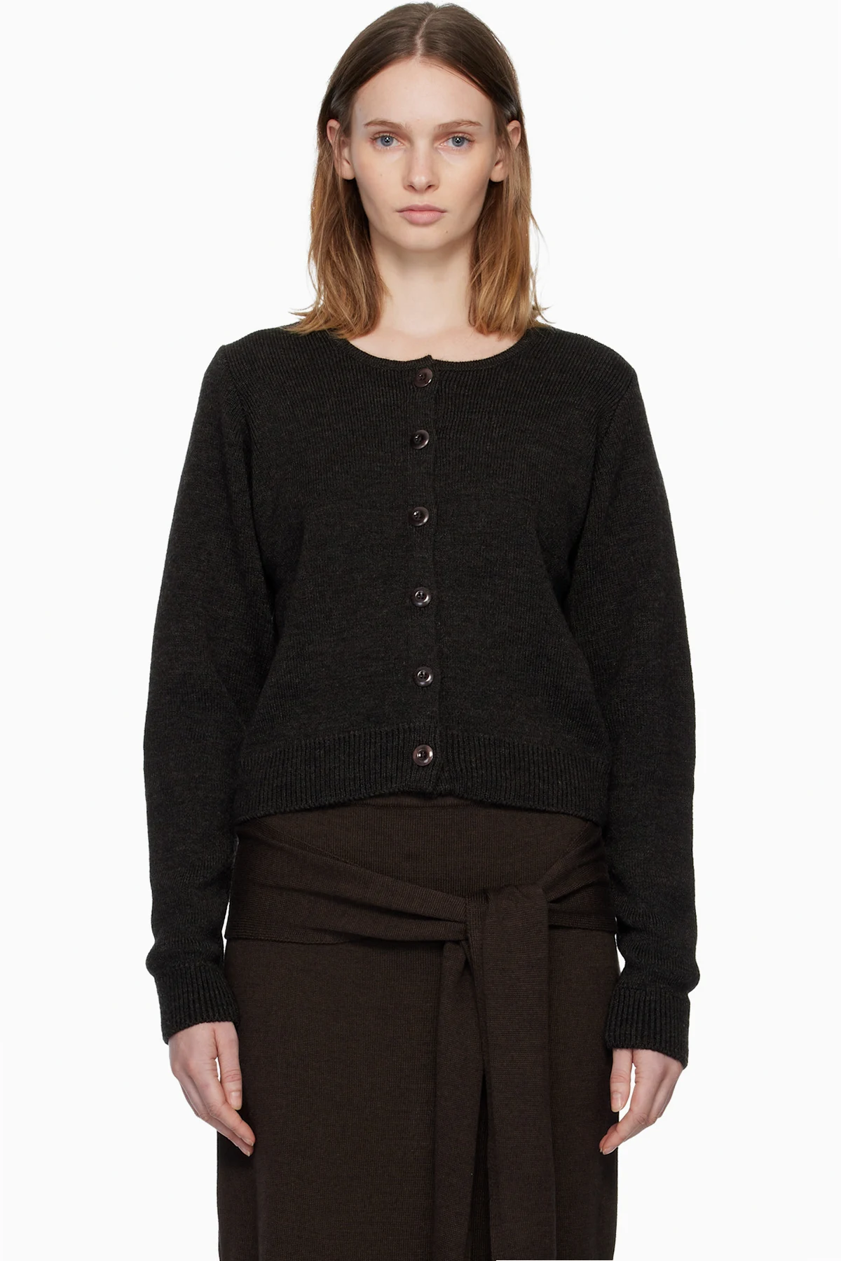 Brown Ribbed Cardigan