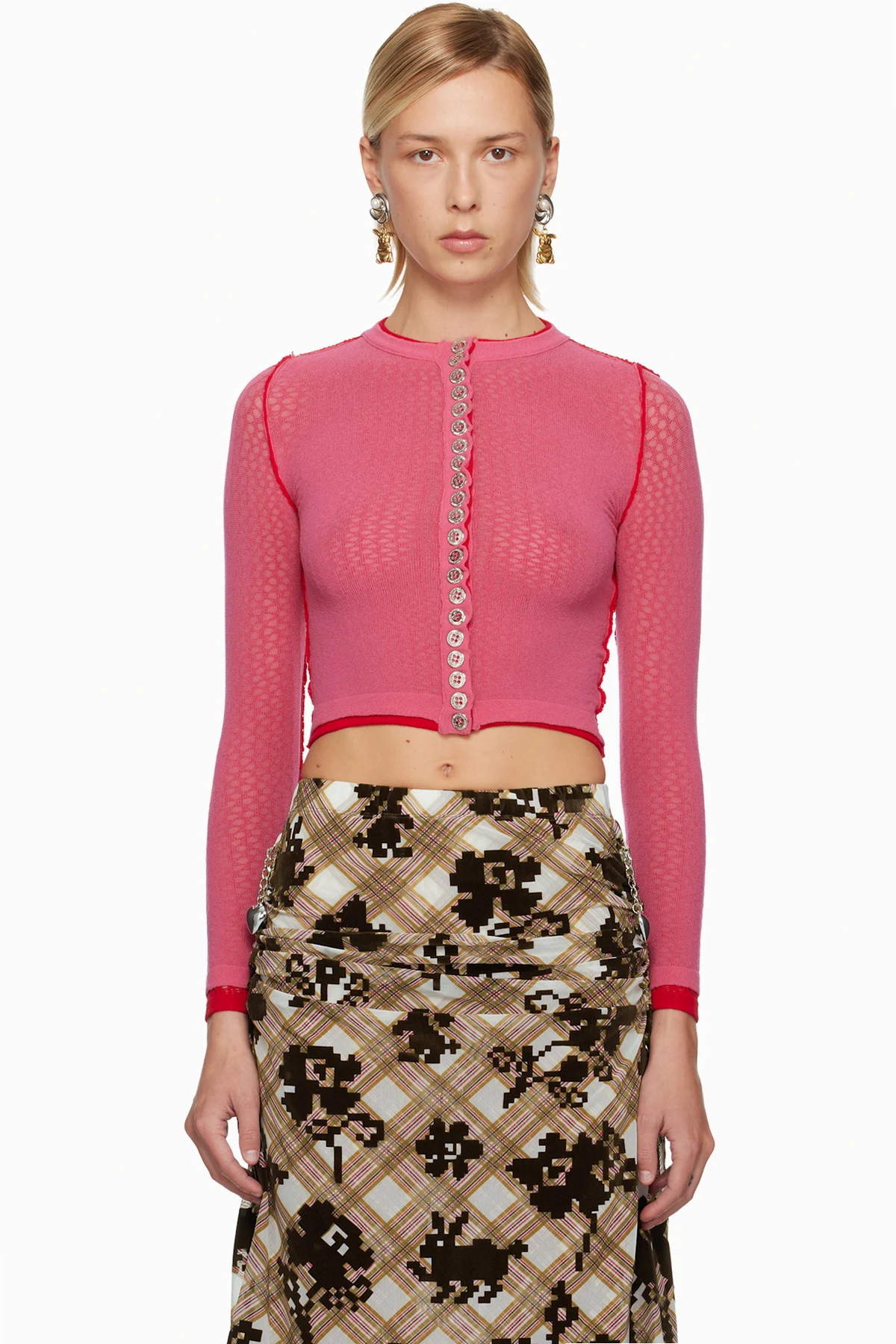 Pink Fishnet Cardigan