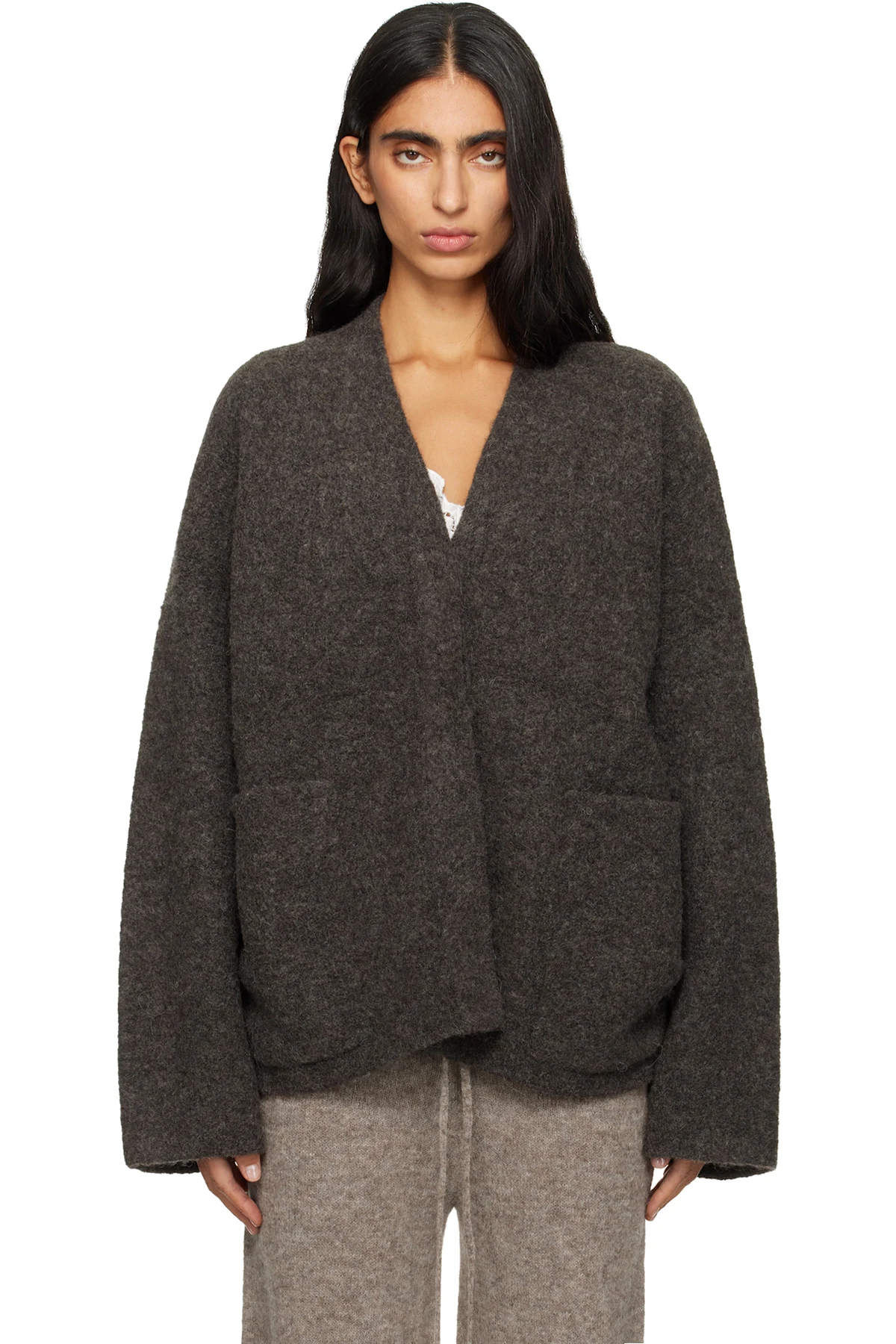 Gray Double Face Cardigan