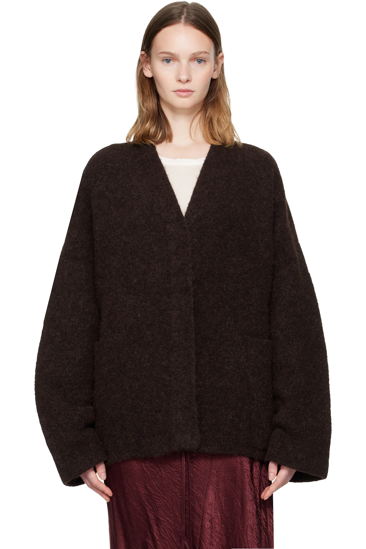 Burgundy Double Face Cardigan